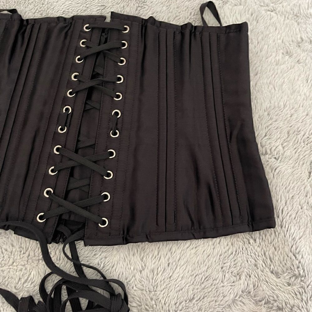 CAMELLIAS corcet black satin 26 steel bones - Picture 15 of 16